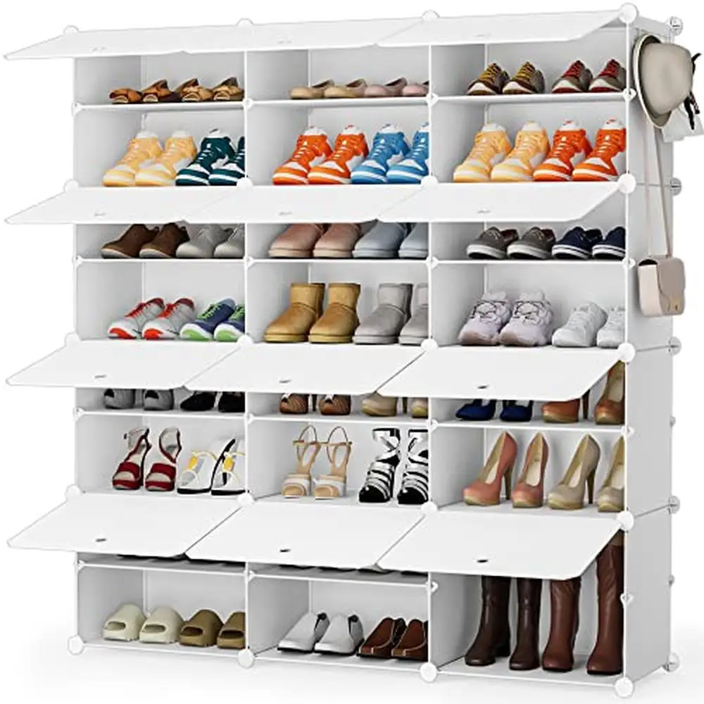 

48 Pairs Shoe Rack Closet Organizer Space Saving Shoes Clothes Toys Bags Books Waterproof Durable Plastic Modern Hallway Living