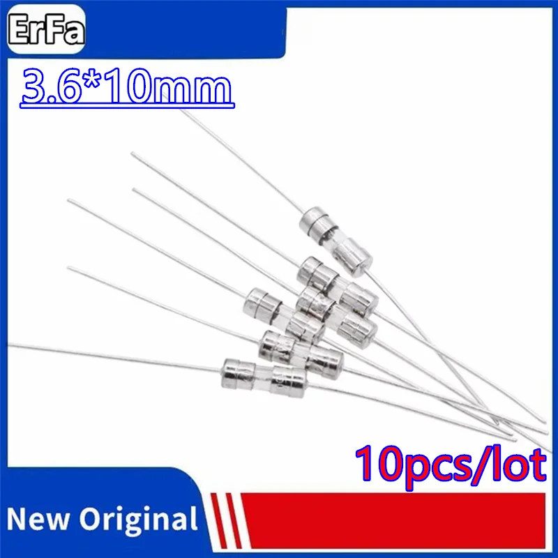 10pcs 3.6*10 Fast-blow Glass Tube Fuse Fast Break 3.6x10mm 0.5A 1A 1.5A 2A 3A 3.15A 4A 5A 6.3A 8A 10A 15A 20A AMP 250V