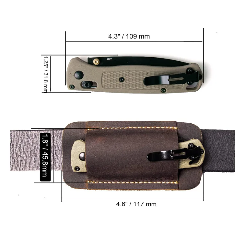 جلد البقر/الجلود EDC للطي صابر غمد في الهواء الطلق بقاء تخزين الخصر 5 بوصة سكين للفرد حالة جلدية #4