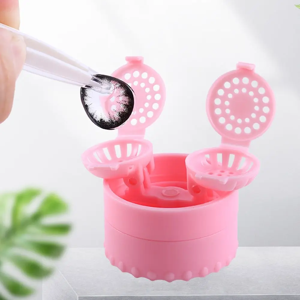 Contact Lens Cleaner Case Portable Manually Rotatable Contact Lens Case Plastic Container Storage Holder Tools Accessories