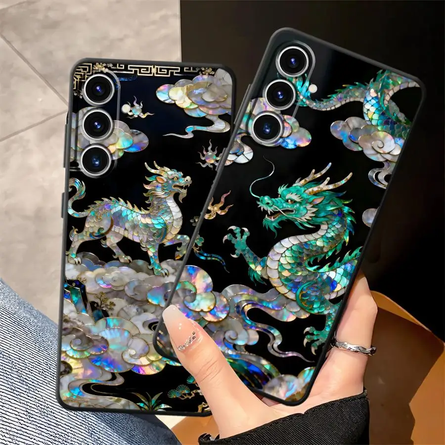 Case for Samsung Galaxy A36 A37 A55 A73 A51 A25 A16 A06 A53 A17 A52 A05 A57 A15 A23 Phone Cover A50 A12 A13 A70 A41 Green Dragon