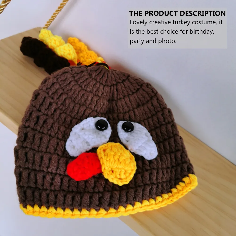 1Set Lovely Baby Turkey Costume Outfit for Newborn Photography Props Cotton Soft Comfortable Hat Plus Diaper Perfect for Studio