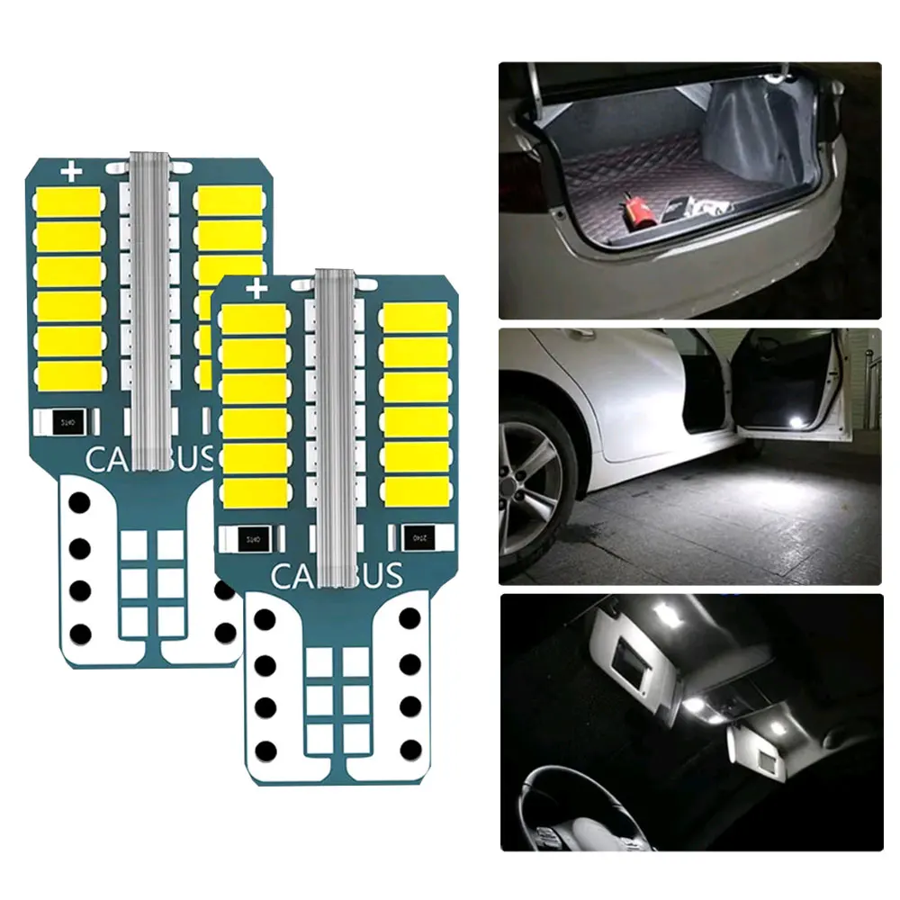 2pcs Universal Car License Plate Lighting Car Interior Reading Bulbs Car T10 3014 6500K Signal Lamp Auto Light Accessories