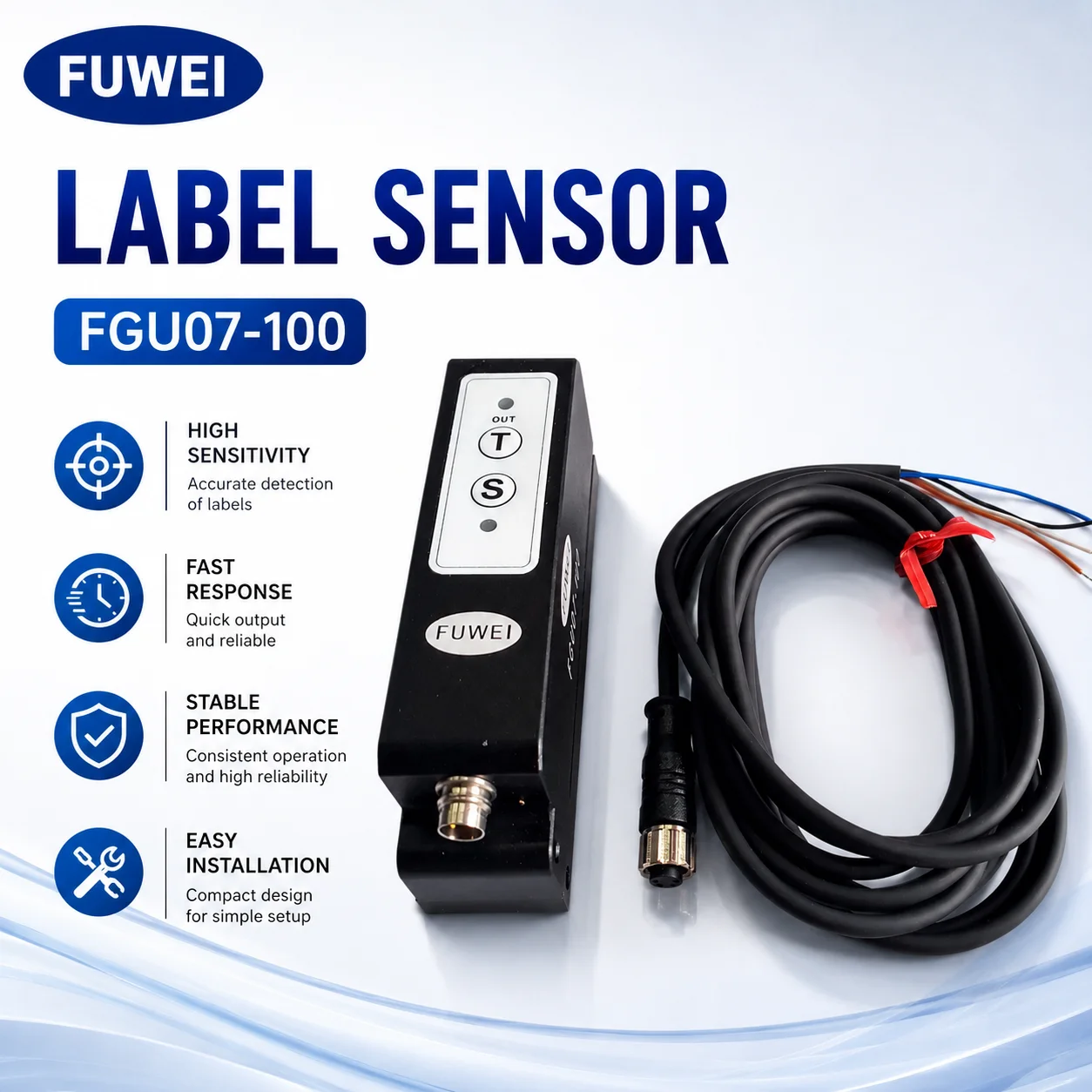 FUWEI FGU07-100 Electric Eye Slot Type Label Sensor Transparent Label Detection for Labeling Machines