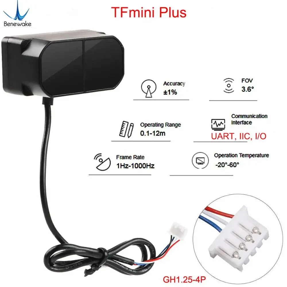 2PCS TFmini Plus Lidar Entfernungsmesser Sensormodul UART I2C TOF LiDAR Modul IP65 0,1m-12m Entfernungssensor für Arduino
