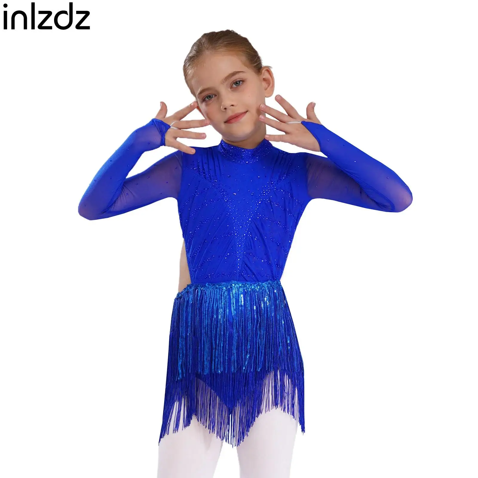 

Girls Tassels Latin Dance Leotard for Kids Ballroom Salsa Samba Chacha Performance Clothes Outfit Sequins Rhinestones Bodysuit