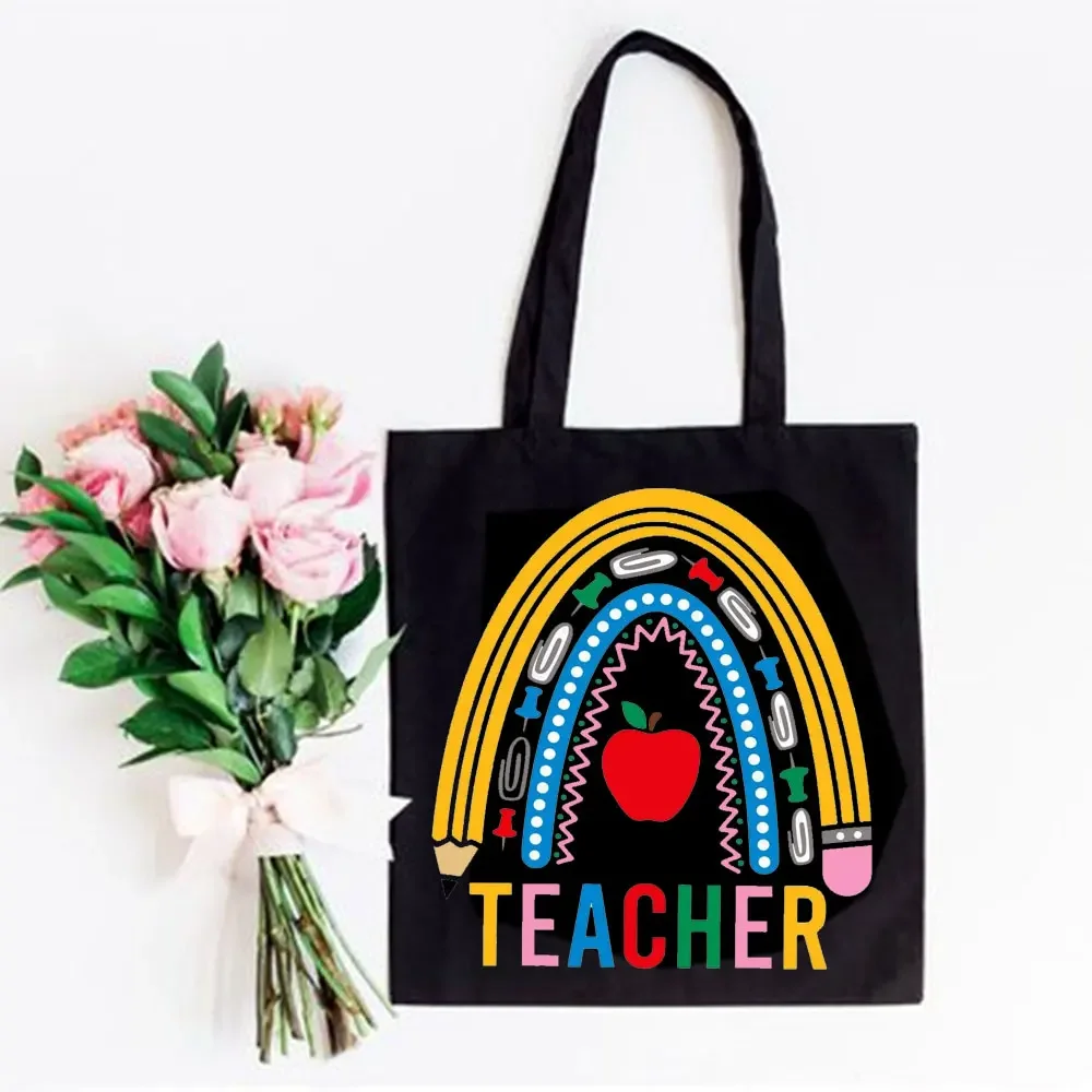 Teacher Love Inspire Women Shopper Shopping Bag Canvas Shoulder Bag Female Handbags Reusable Foldable Storage Tote Bag Best Gift