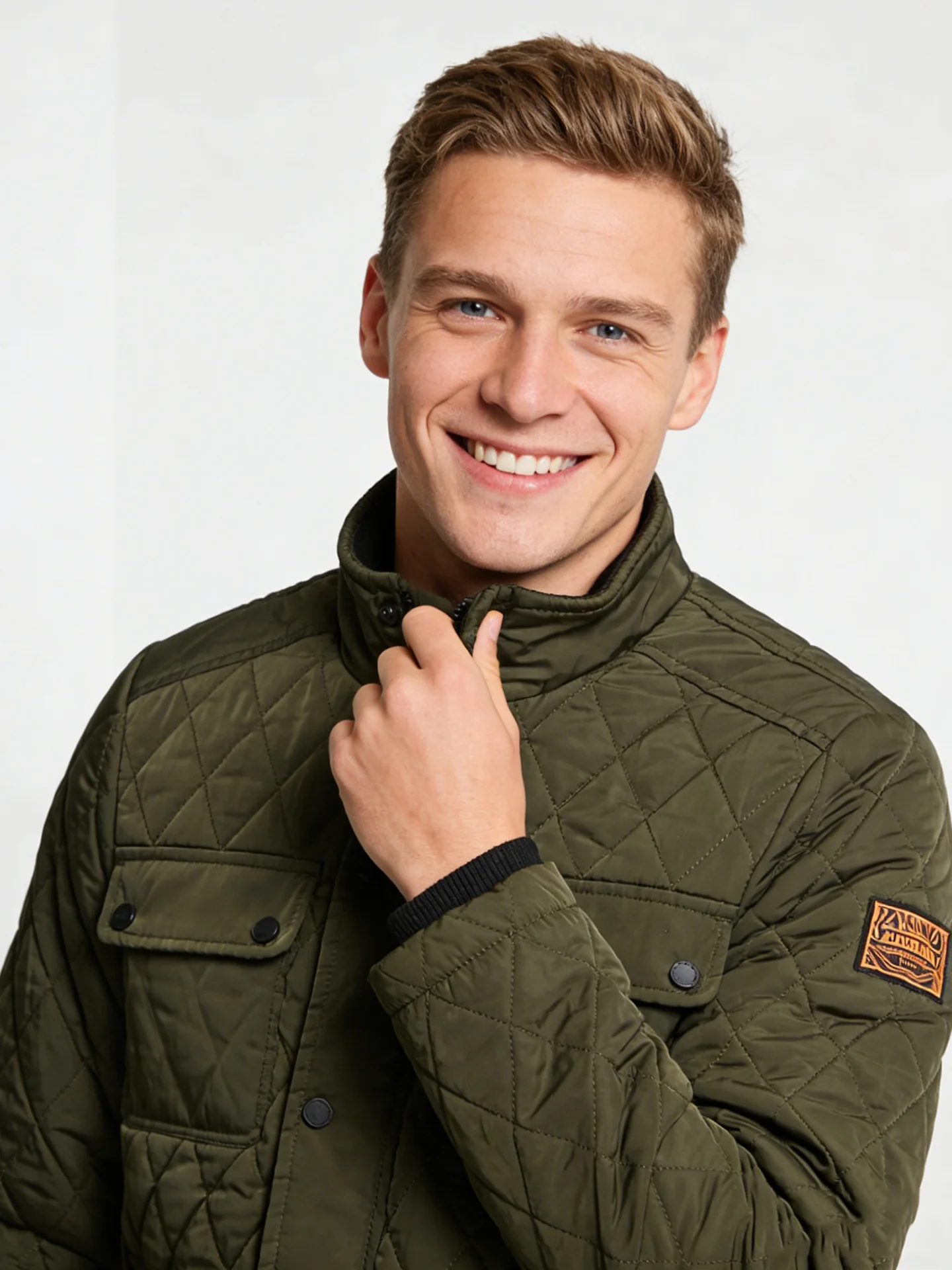 Men's Slim Fit Cotton Jacket Lightweight Water Resistant Diamond Stitched Shirt Collar Hunting Style Fashion Urban Casual Coat