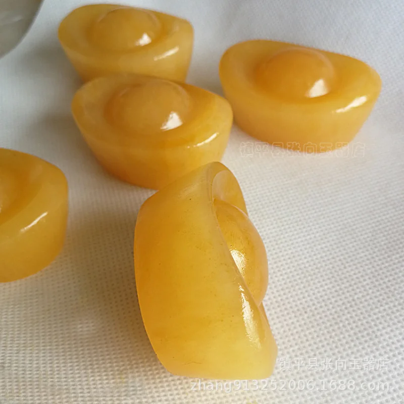 Beige Jade Ingot Jadeite Jadeware Office Furniture Yellow Jade Ingot Small Ornament Manufacturer Wholesale