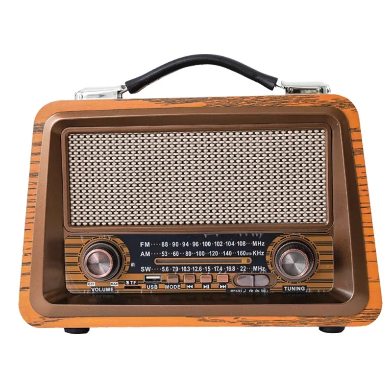 

A for 2066BT Wooden Home Mobile Phone Wireless BT Speaker Retro FM Radio Portable Card Mini Speaker