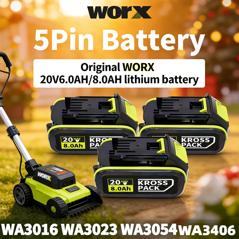 

Original WORX 20V 8.0Ah Replacement Lithium-ion Battery for WA3551 WA3551.1 WA3553 WA3641 WX373,High Capacity Power Tool Battery