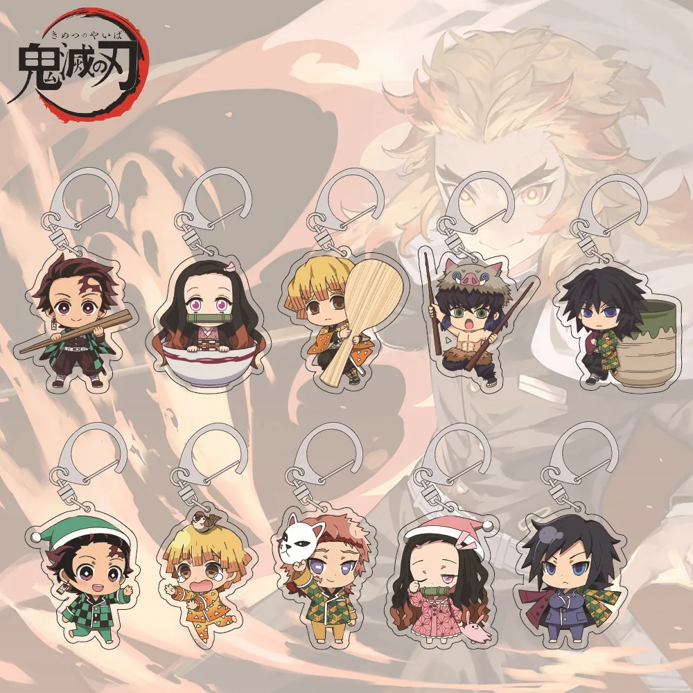 

Demon Slayer Kimetsu no Yaiba Tanjiro Nezuko Tokito Muichiro Transparent Acrylic Double Sided Keychain Pendant Anime