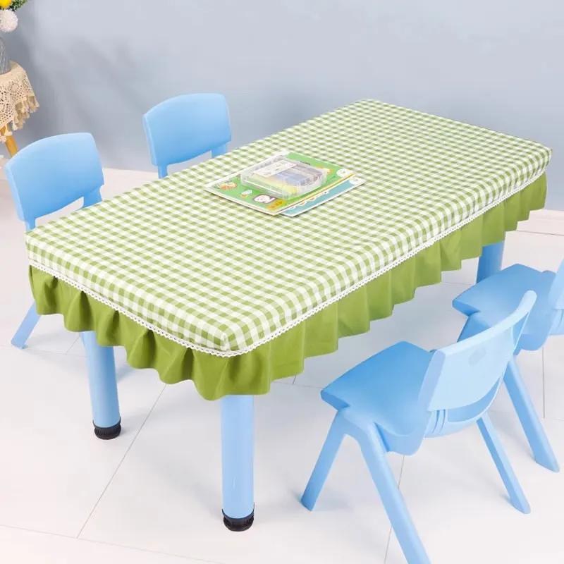 

China School Kindergarten Tablecloths for Dining Rectangular Birthday Table Cloth Oil Proof Waterproof Lace Cover Home Party