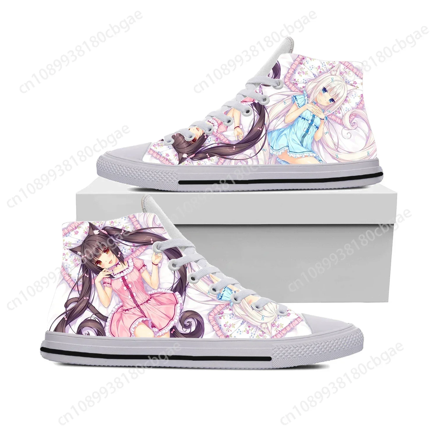 

Nekopara Chocola Vanilla Lightweight Cloth 3D Print Funny Fashion High Top Canvas Shoes Mens Womens Casual Breathable Sneakers