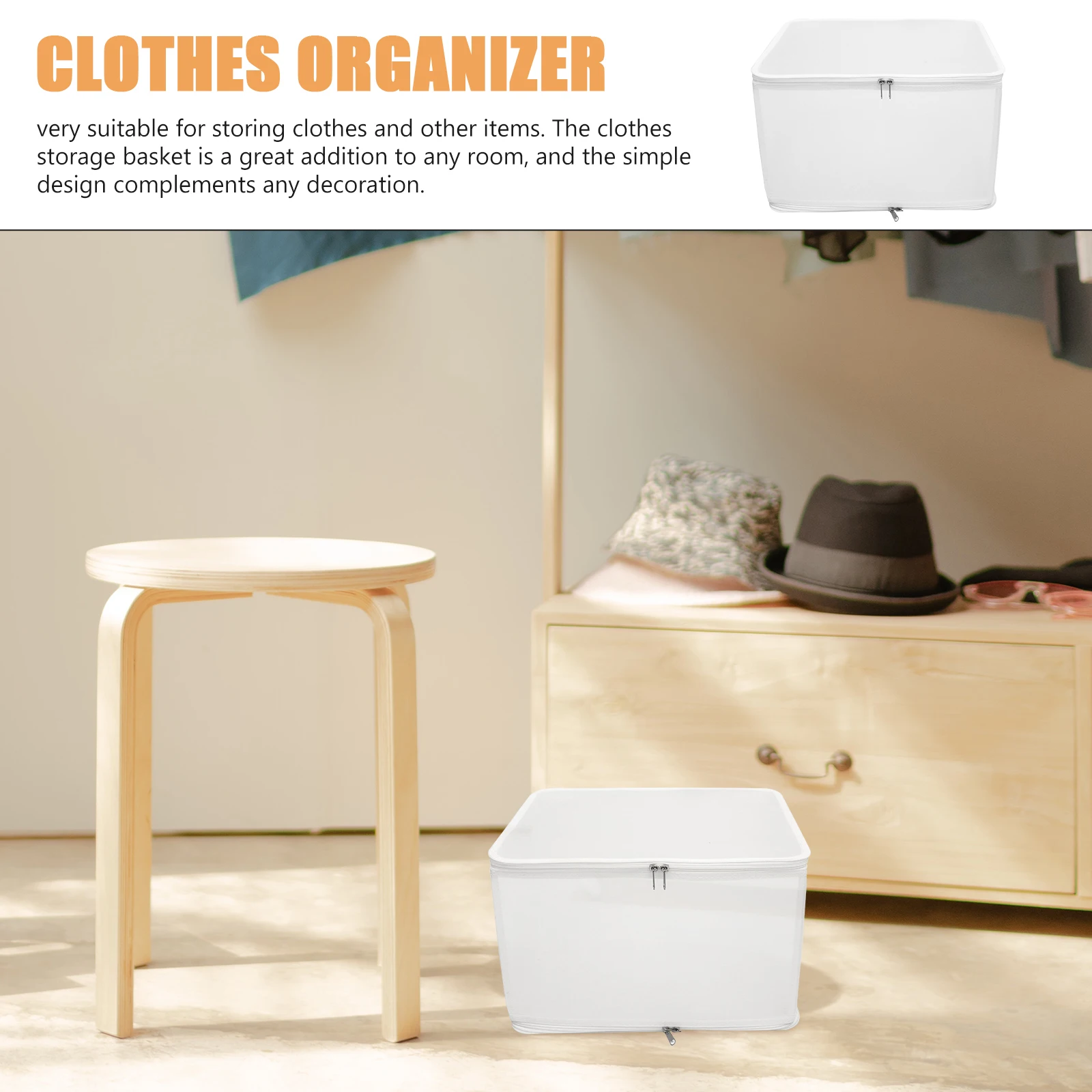 

Exquisite Clothes Storage Box with Zipper and Handle Design for Closet Bedding Sheets Material Easy to Move