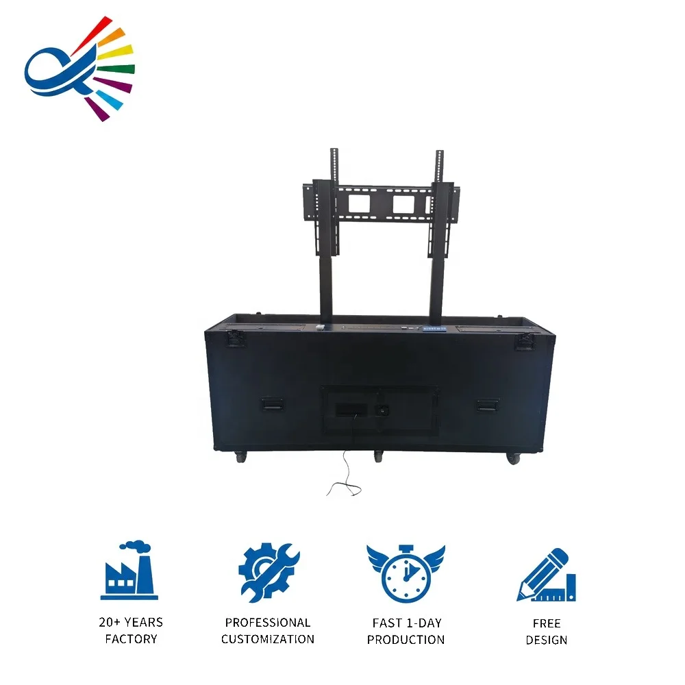 Factory Customized Motorised Lift Flight Case Electric Lift Flight Road Case For 55'' 65'' 86'' 75'' LCD LED TV Plasma Screen