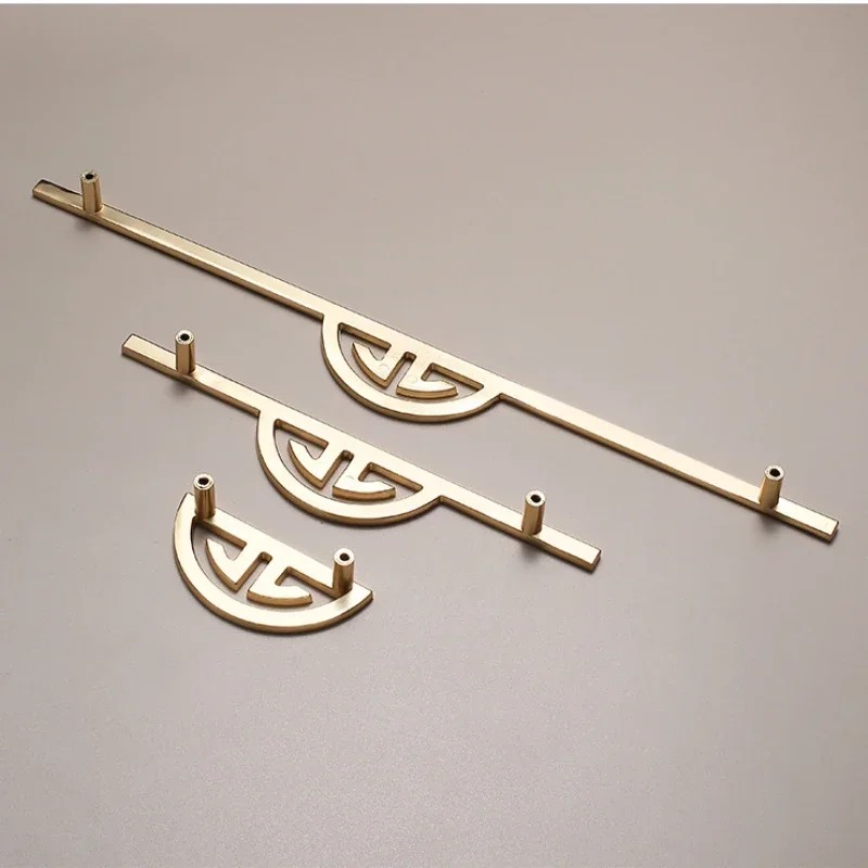 New Chinese Light Luxury Hardware Cabinet Knob Door Pull Brushed Brass Color Furniture Handles Clothes Hook