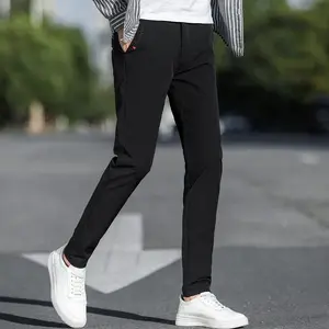 2023 Spring Autumn Men's Fashion Solid Color Casual Pants Men's Quick-drying Slim Fit Pants Male Stretch Pencil Trousers I626