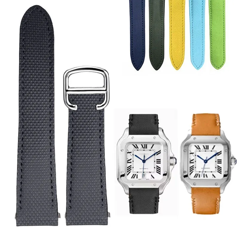 

FKM Rubber Watch Strap for Cartier Santos WSSA0010 W2SA0006 WGSA0037 WSSA0009 Quick Release Fluororubber Watchband Men 19mm 21mm