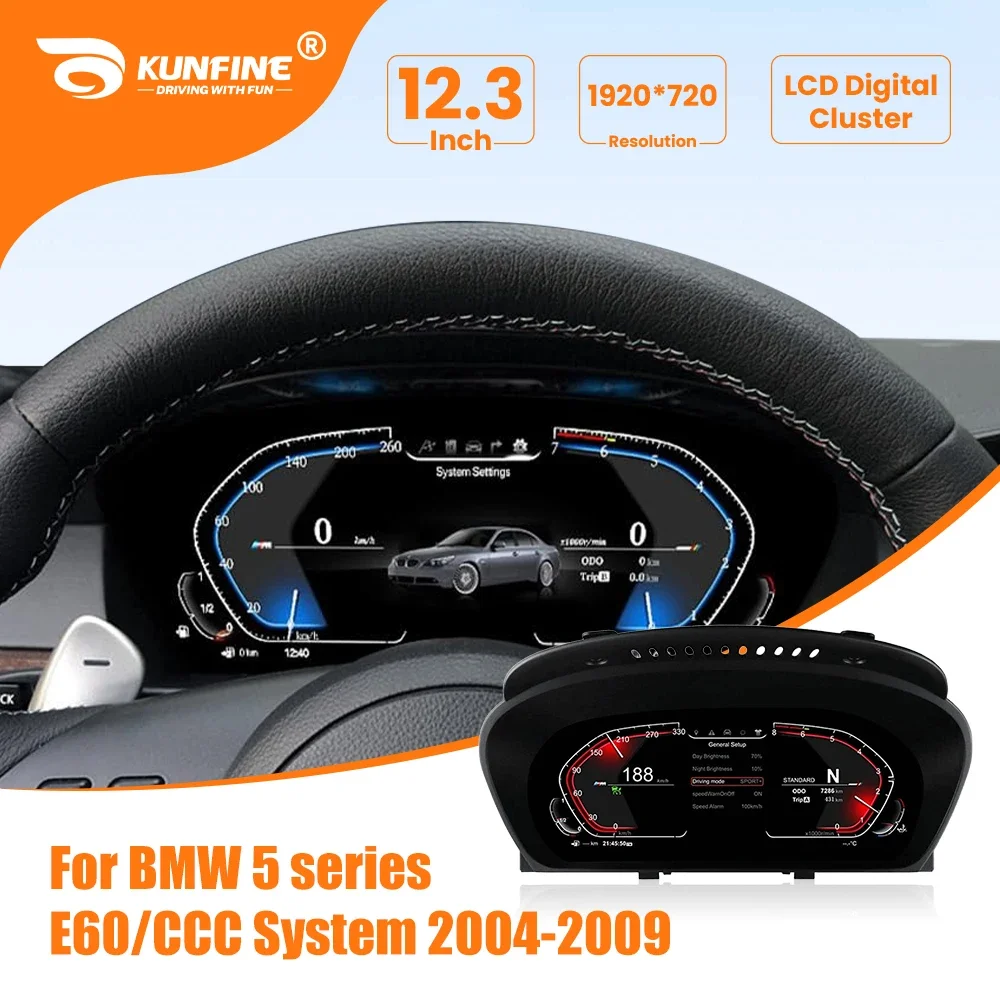 LCD Digital Instrument Cluster For BMW 5 series E60 2004-2009 CCC Speedometer Virtual Instrument Panel Cockpit Dashboard 12.3“
