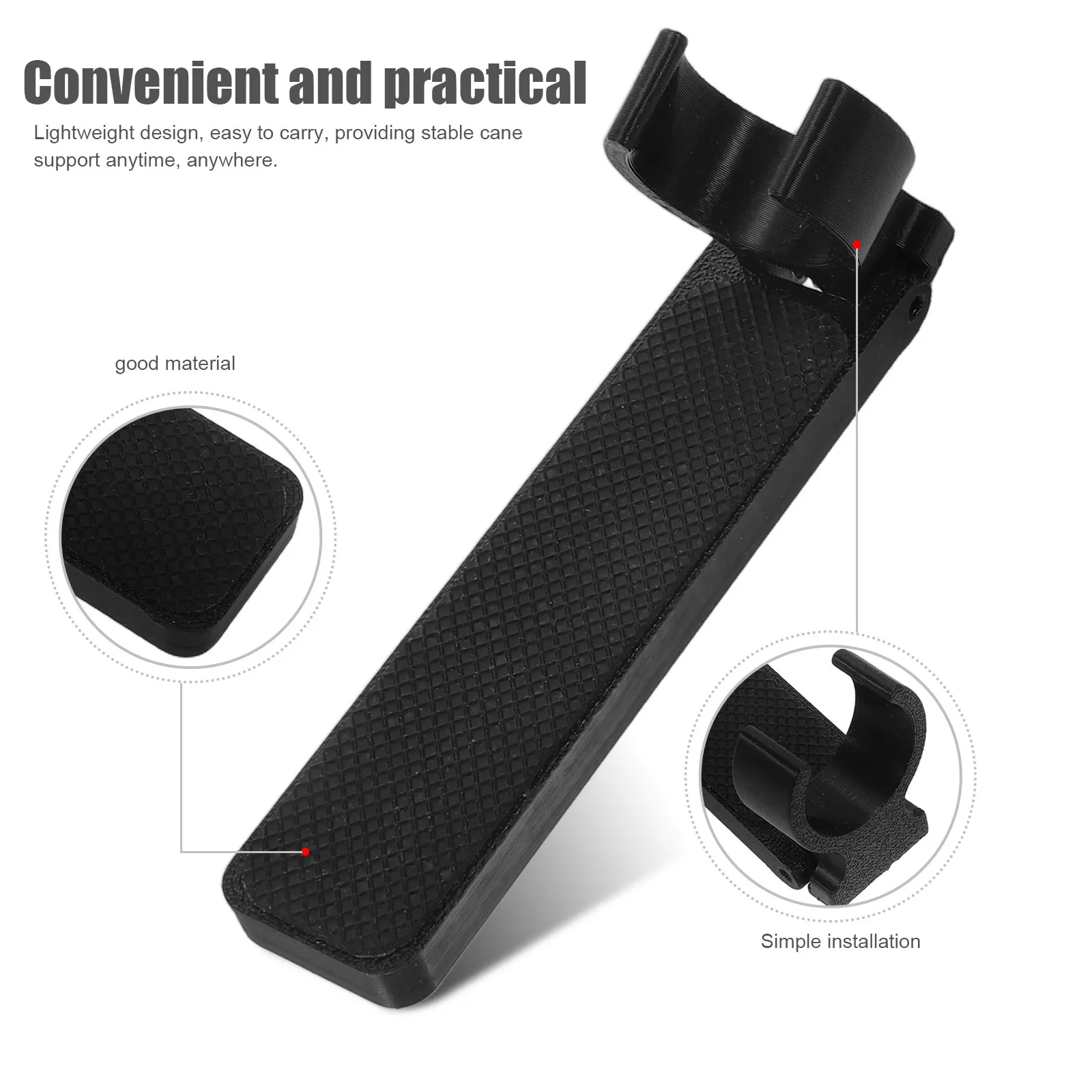 Table Edge Cane Holder Clip for Walking Stick Portable Plastic Cane Mounting Clip Quick Release Secure Support for Seniors Home