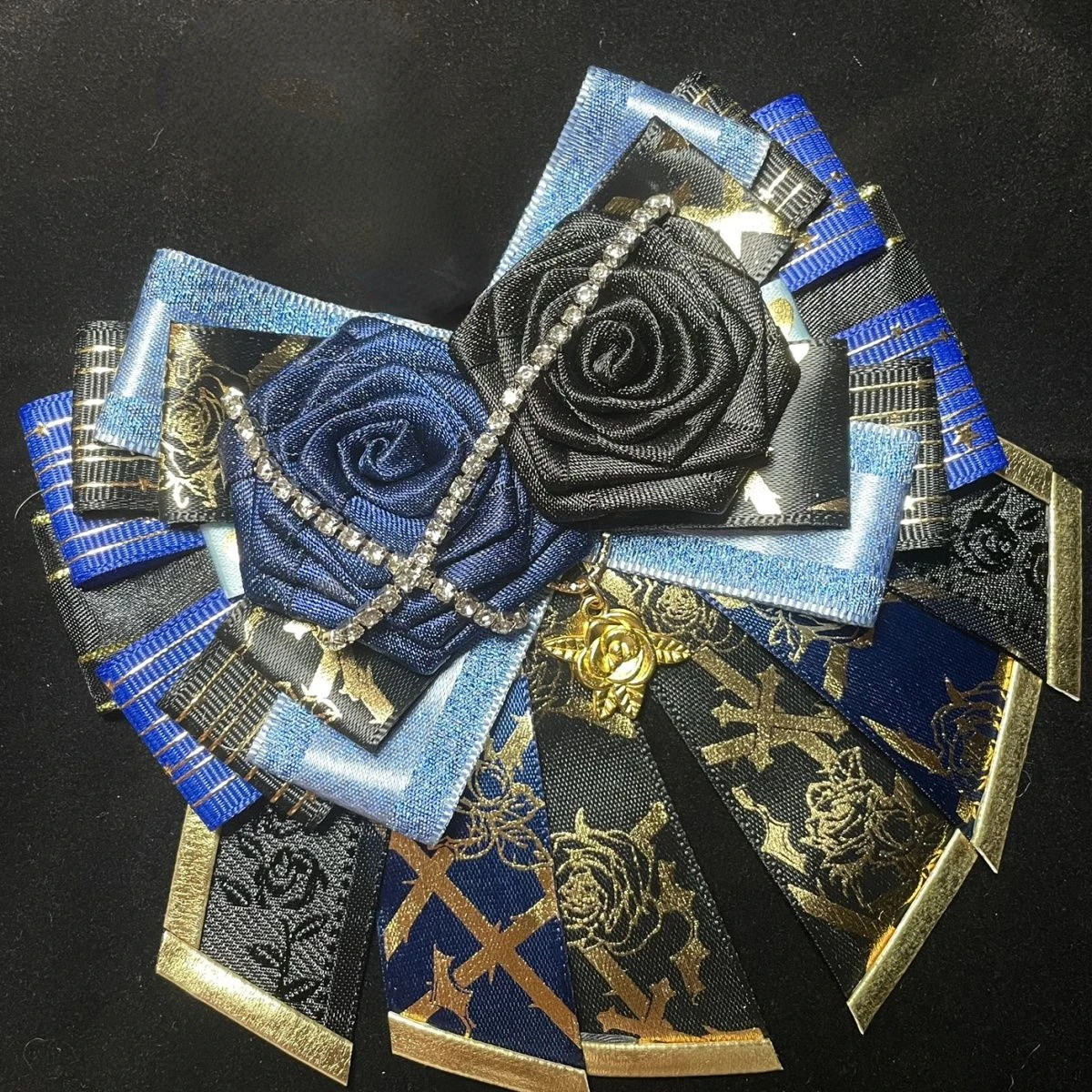 Frauen Lolita Strass Rose Blume Fliege Brosche neue Luxus Mode Cosplay Tanz Show Kleid Hemd Accessoires Kragen Blumen – Detail 7