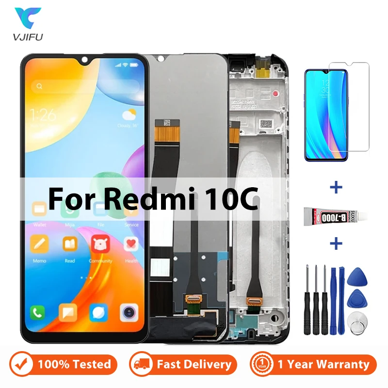 

For Xiaomi Redmi 10C LCD Display Touch Screen Digitizer Assembly 220333QAG 220333QBI 220333QNY 220333QL Replacement with Frame