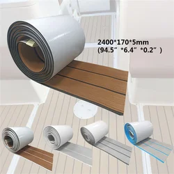 2400x17cm EVA Faux Teak Decking Sheet Mat Non-Slip Self-Adhesive for Boat Yacht Marine Deck Pad RV Trunk Flooring Carpet