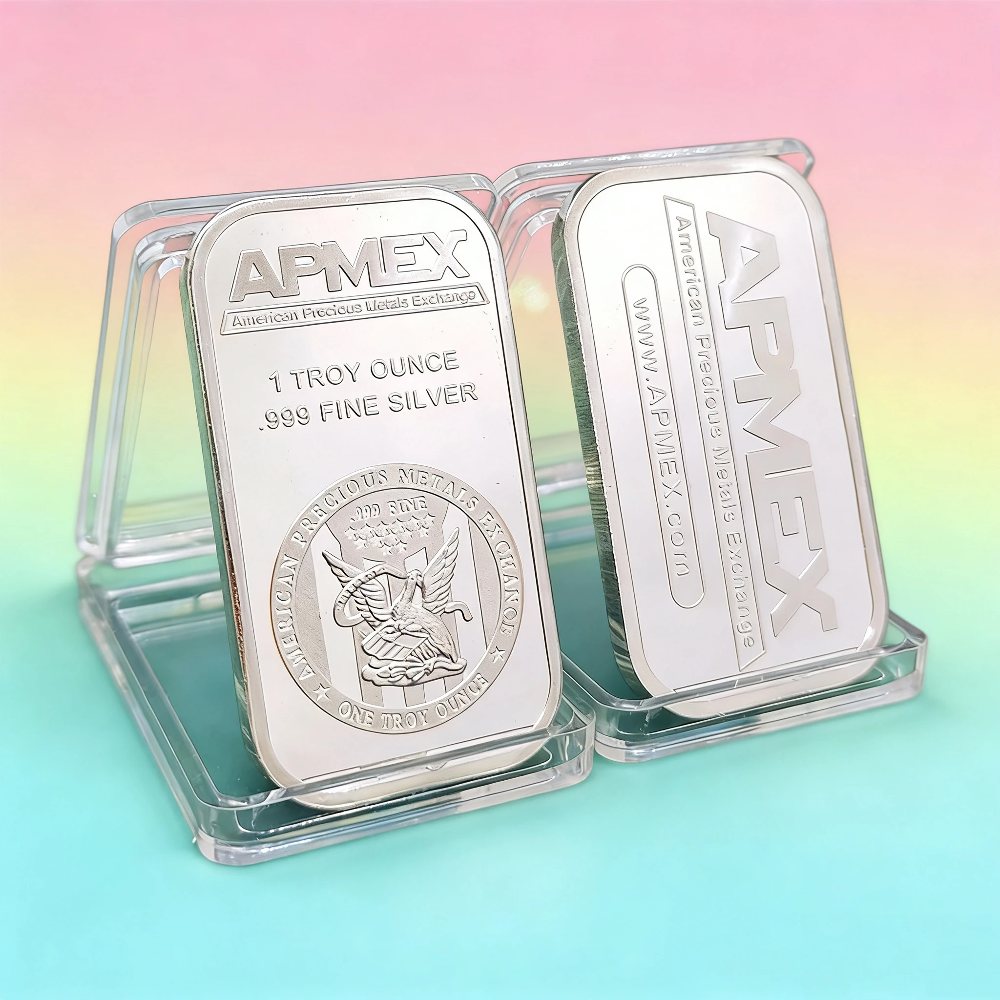 Eagle Pattern Alloy Silver Plated Bar 5x3cm Craft Desk Decor