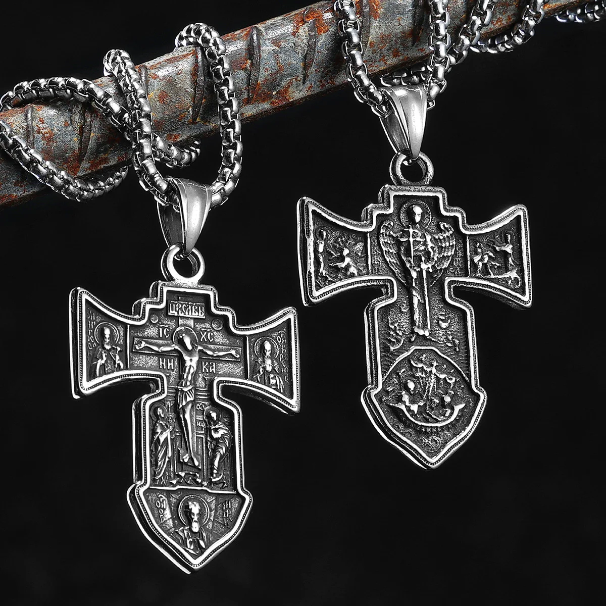 

Retro Cross Jesus Amulets Stainless Steel Men Necklaces Pendant Chain Punk For Women Fashion Jewelry Gift Wholesale Dropshiping