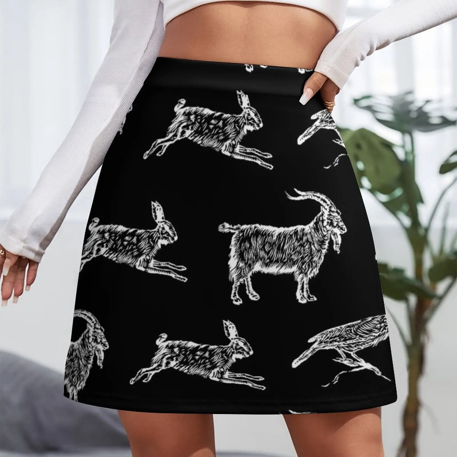 Hare, Raven, Goat Mini Skirt korean style clothes Short women′s skirts korean skirt dresses summer woman 2023