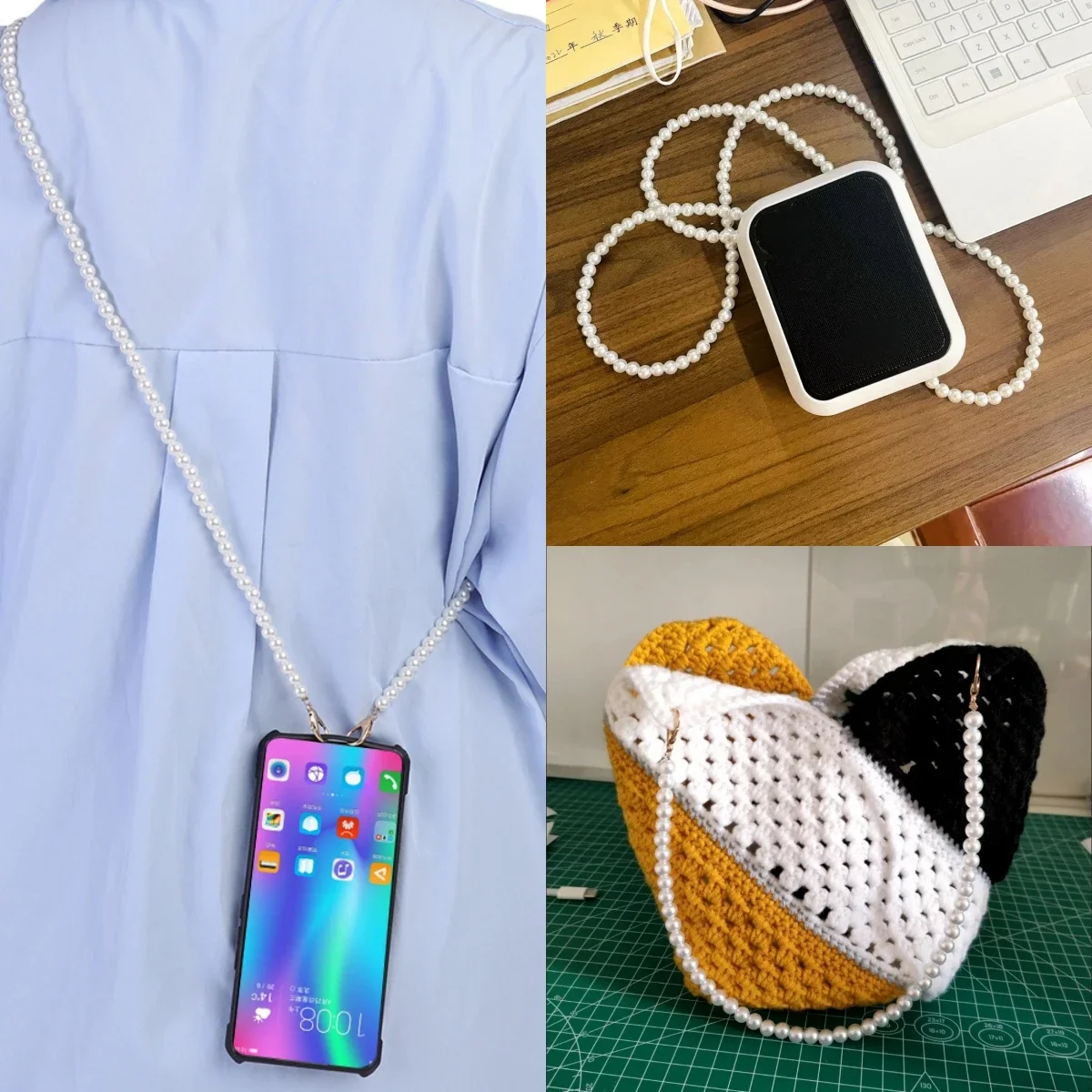 Portable Mobile Phone Lanyard Crossbody Necklace Chain Beaded Pearl Strap Anti-lost Sling DIY Phone Case Handmade Bag Chain