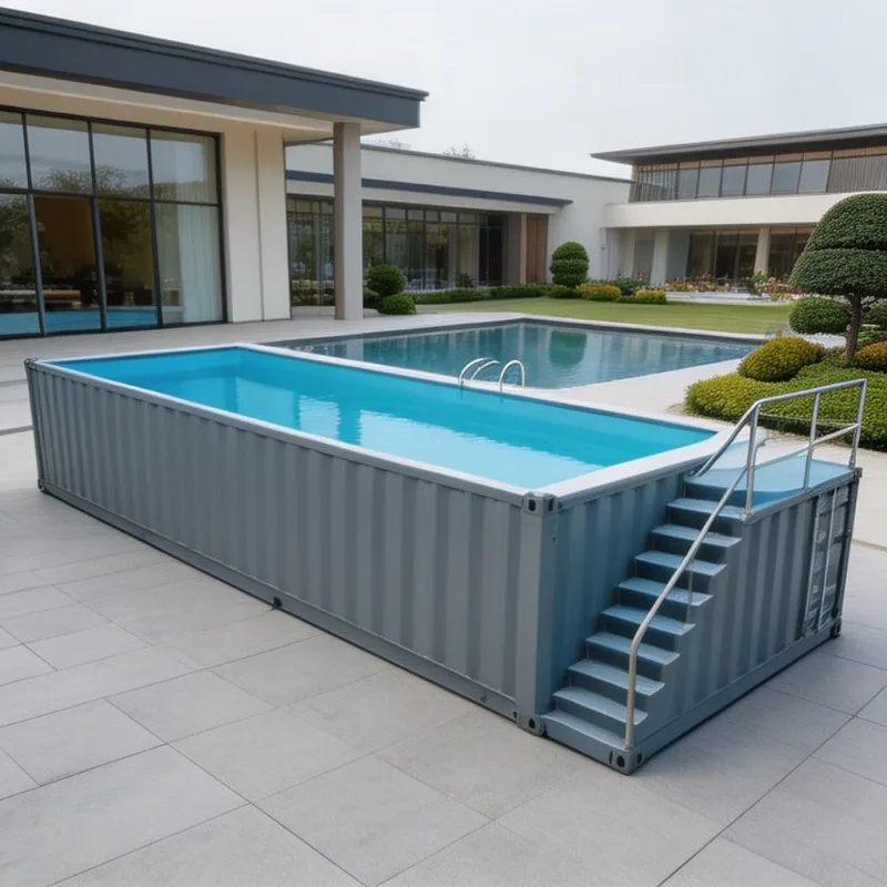 Modular Pool Shipping Container Pool Viewing Window Design Customized Exterior Color Landscape Courtyard Pool