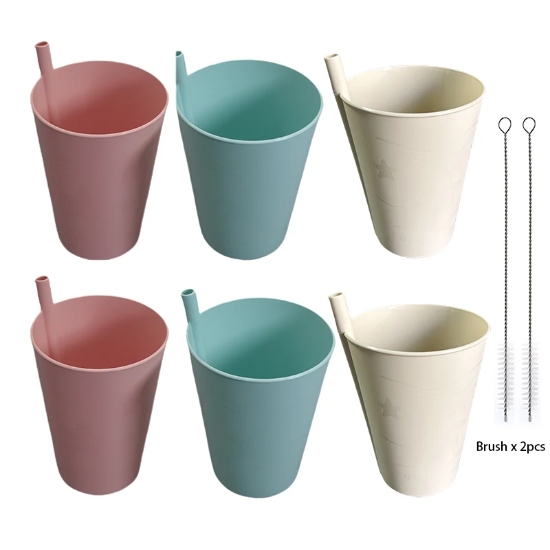 Plastic Drinking Tumbler with Straw for Kids and Adults, 6 Pieces Sippy Cup for Everyday Use, BPA Free