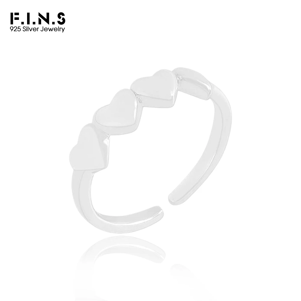 

F.I.N.S корейский стиль S925 стерлингового серебра в форме сердца открытое кольцо однорядное крошечное сердце регулируемый указательный палец ювелирные изделия подарки