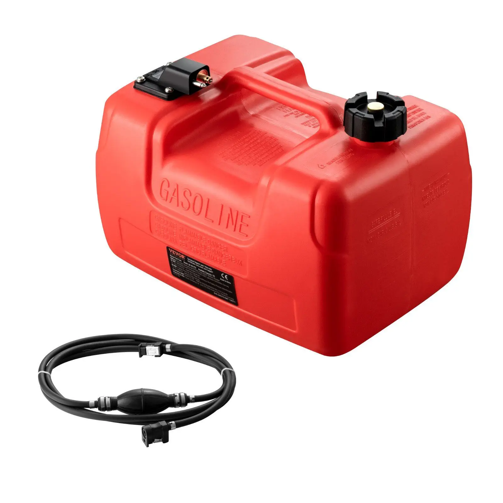 

3.17-Gallon Boat Fuel Tank with 9.8ft Hose and Gauge for Outboard Engine Yacht Fishing Boat Deck Red