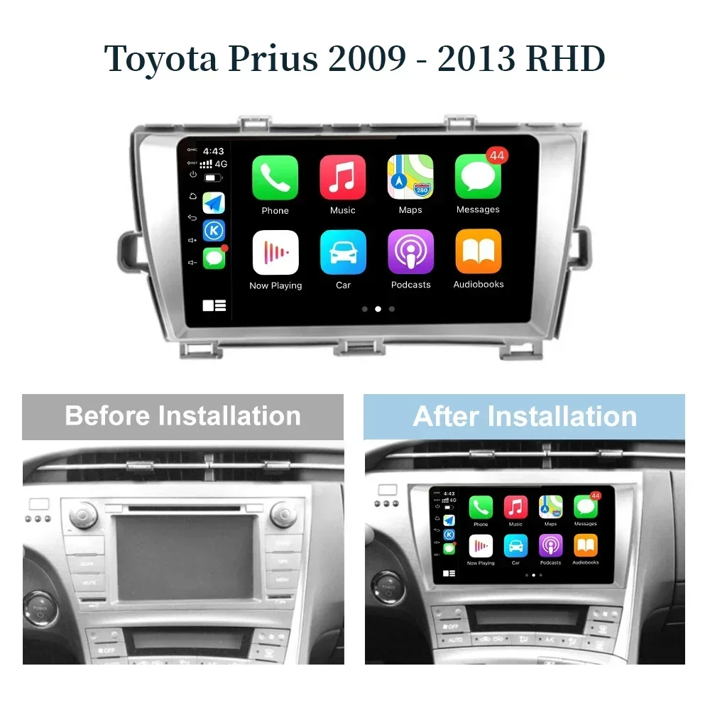 Car Radio 4G GPS For Toyota Prius 2009 - 2013 Right Handle Drive Android 13 Navigation Car Multimedia Carplay Screen Stereo