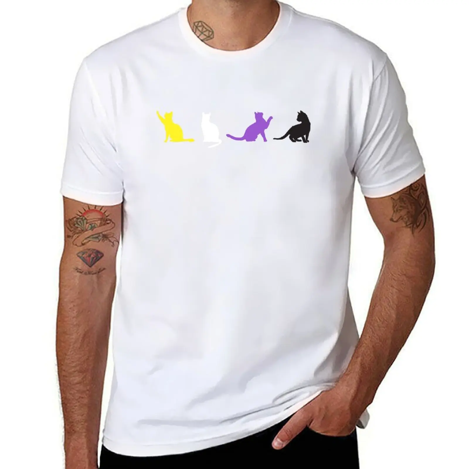 Pride Non Binary Nonbinary Cats. T-Shirt Festive Simple T-Shirt