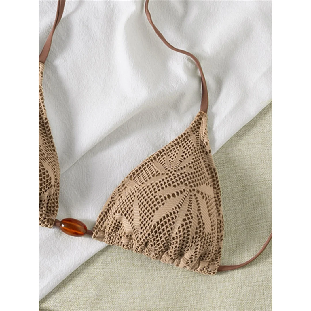 XS - L Bedruckter Neckholder-Zweiteiler-Bikini, Damen-Bikini, Badeanzug, Damen-Badebekleidung, hoch geschnittener Badeanzug, Badebekleidung, Schwimmanzug V7590 – Detail 5