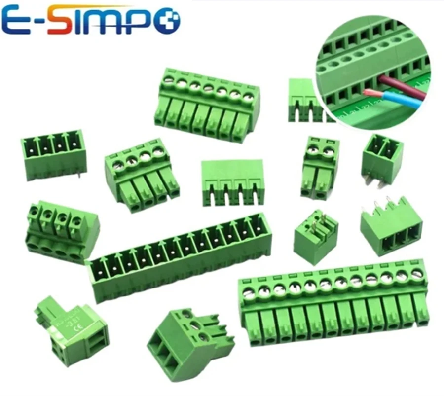 10 unidades/par 2edg 15edg 3.5mm 3.81mm pcb parafuso bloco terminal conector pulg cabeçalho soquete verde phoenix bloco terminal 2-24p