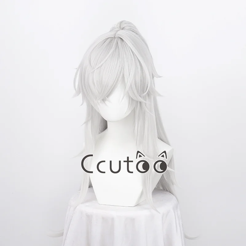 Honkai Star Rail Jing Yuan Cosplay Wig 50cm Wig Silver Grey Wig Cosplay Anime Cosplay Wigs Heat Resistant Synthetic Wigs