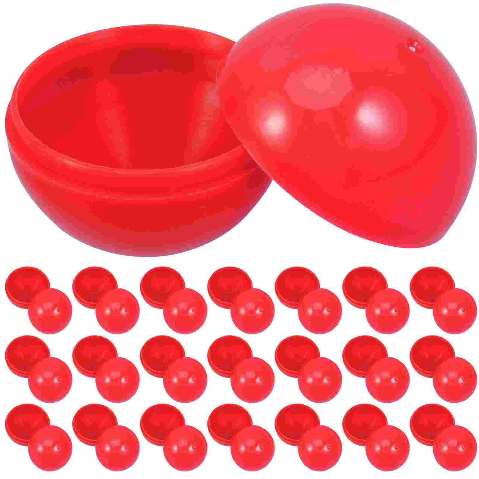 20-100 Uds 28/32mm-50mm bolas de plástico rojas dibujo bola de rifa divertidas bolas de juego huecas que se pueden abrir mesa actividad Prop fiesta PP bola