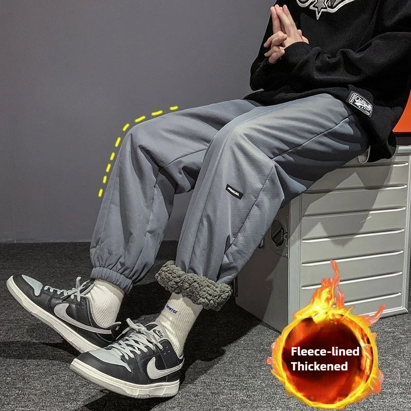 الشتاء الرجال أفخم المخملية سميكة السراويل السفر في الهواء الطلق يندبروف السراويل تنفس الصوف الدافئة المشي لمسافات طويلة الضلع الساق السراويل