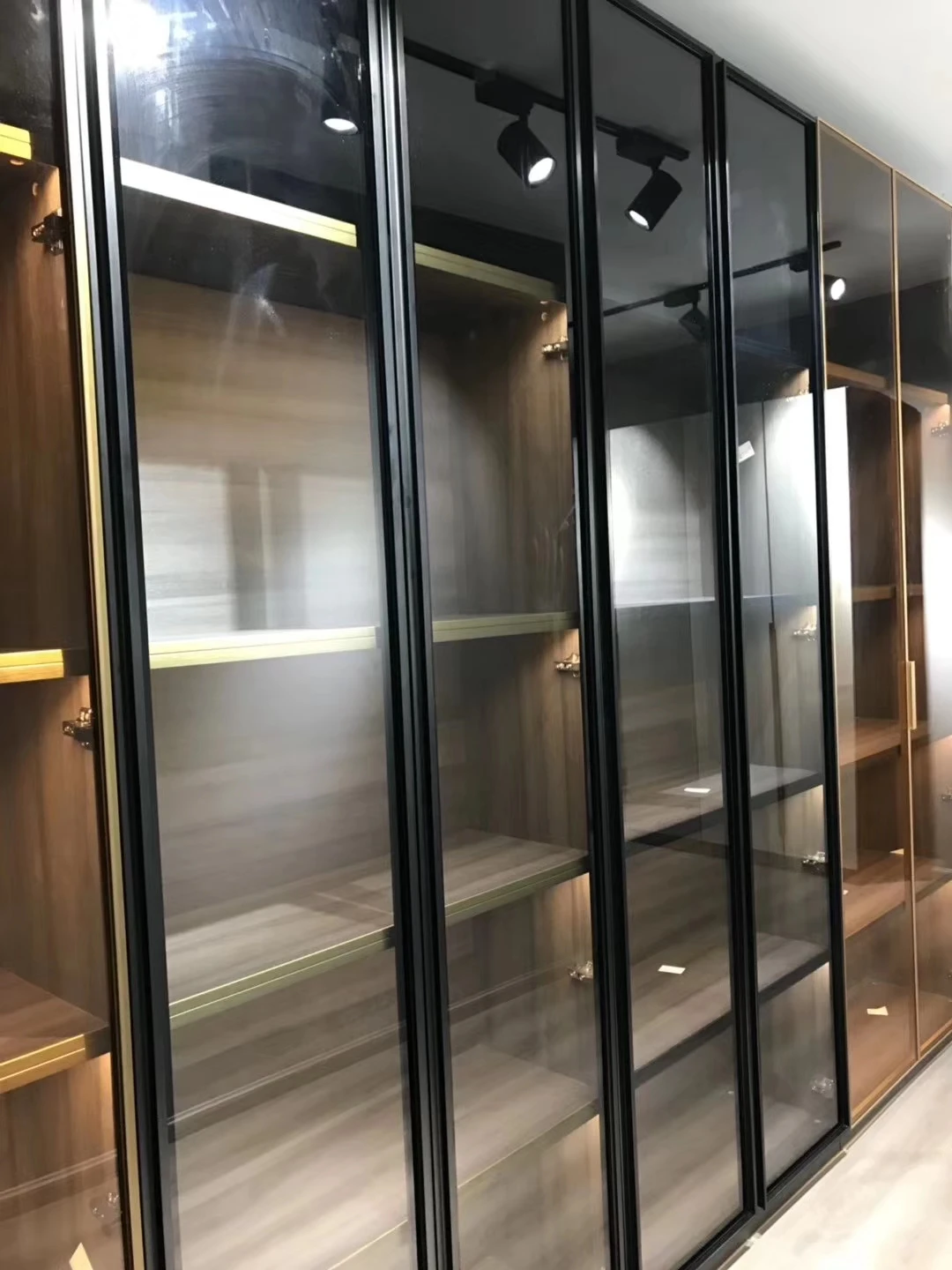 ^Custom Wooden Panel Modern Wardrobe with Adjustable Height Other Features Multi-functional Leather Jewelry Box Bedroom Furnitur