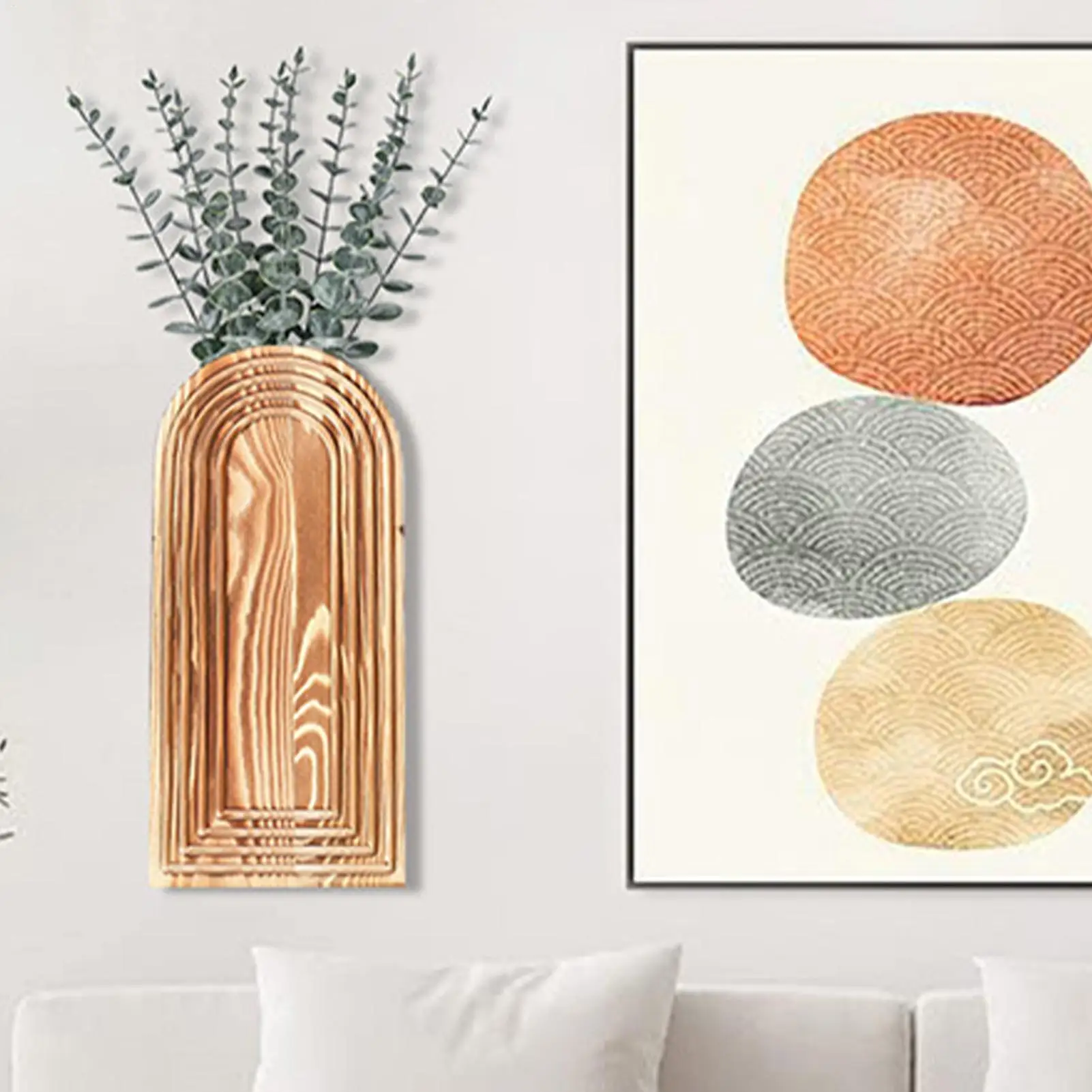 

2 шт. Деревянные настенные вазы для цветов, декоративные подвесные вазы в деревенском стиле, эстетичные держатели для растений, настенный декор в стиле бохо, современные кашпо