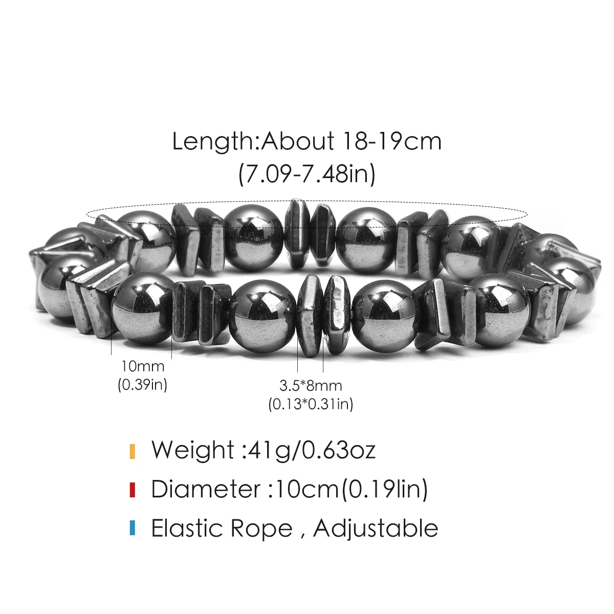 Hematit Stone Beads Bracelets Weight Loss Feeble Magnetic Therapy Bangle for Women Men Health Care Unisex Jewelry