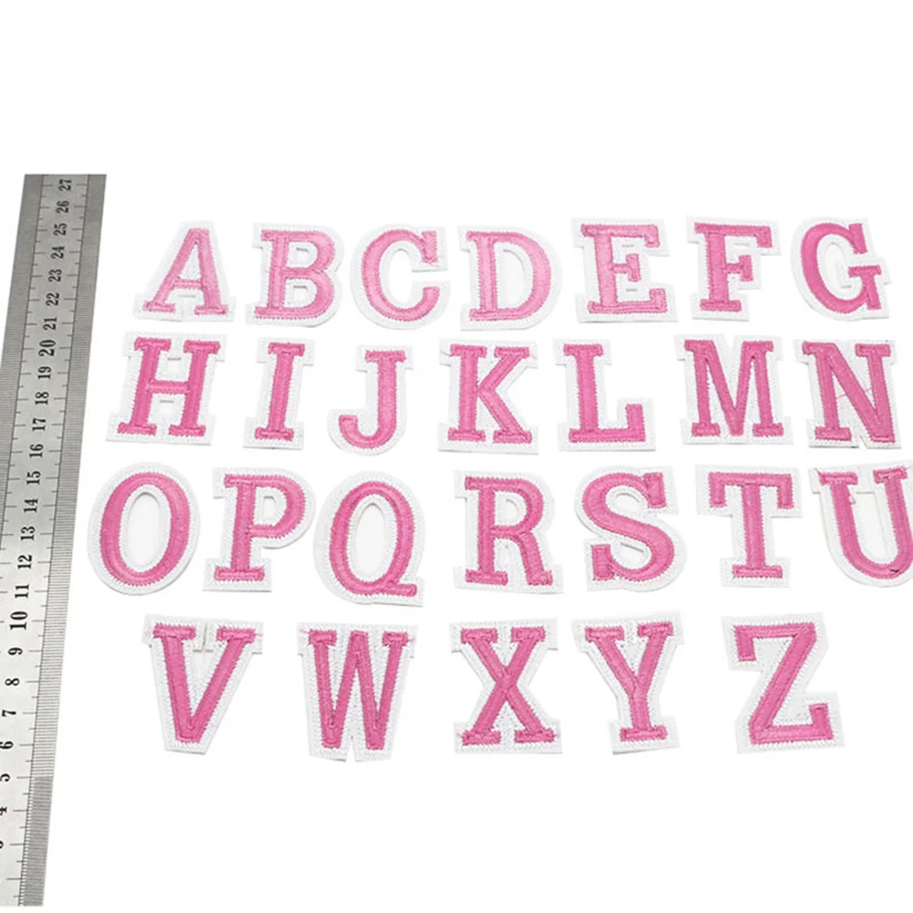 1 مجموعة الوردي الأبجدية التصحيح ملصق DIY المطرزة الملابس بقع للخياطة إصلاح الديكور على السترات أكياس القبعات #4