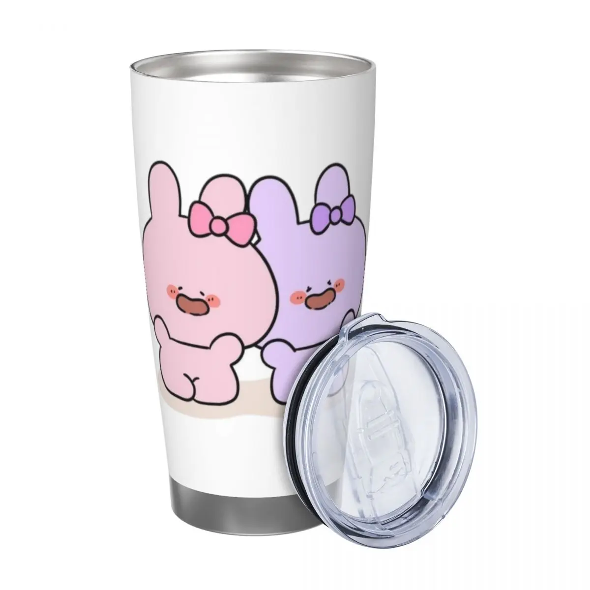 Asamimichaan Cute Asamimi 20oz Stainless Steel Car Mug Straw Thermal Iced Travel Cup Vacuum Insulated Coffee Hot Cup