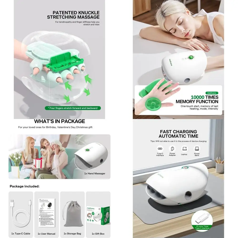 

Wireless Hand Massager with Heat & Compression for Arthritis and Carpal Tunnel, Ideal Knuckle Stretching Therapy, Perfect Gift f