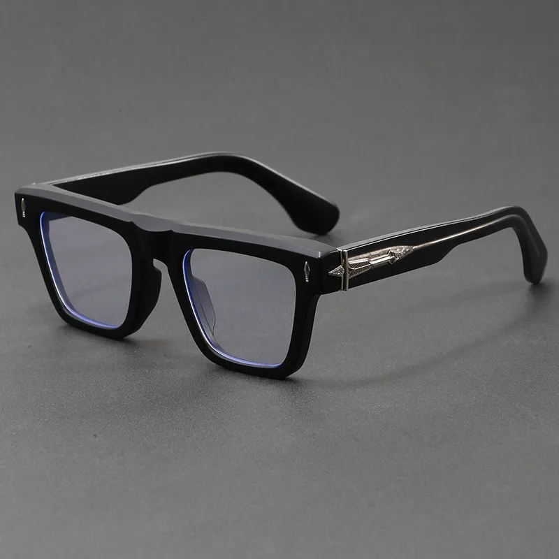 2026 New Thick Square Acetate Eyeglasses Metal Decor Optical Frame Unisex